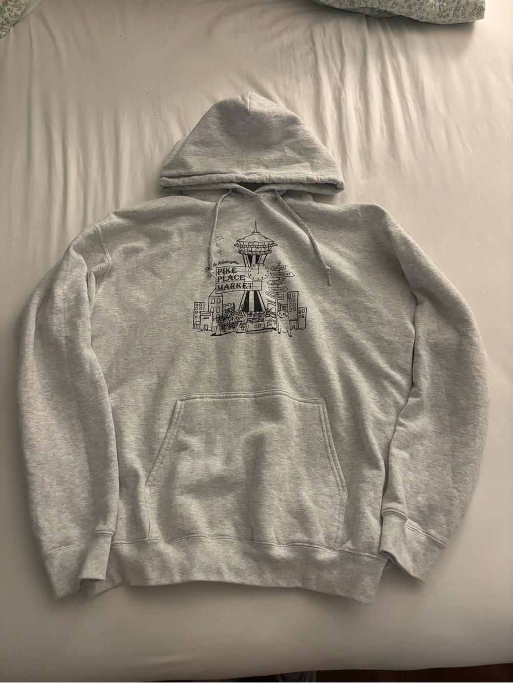 Gray Pike Place Market Graphic Hoodie Sweatshirt